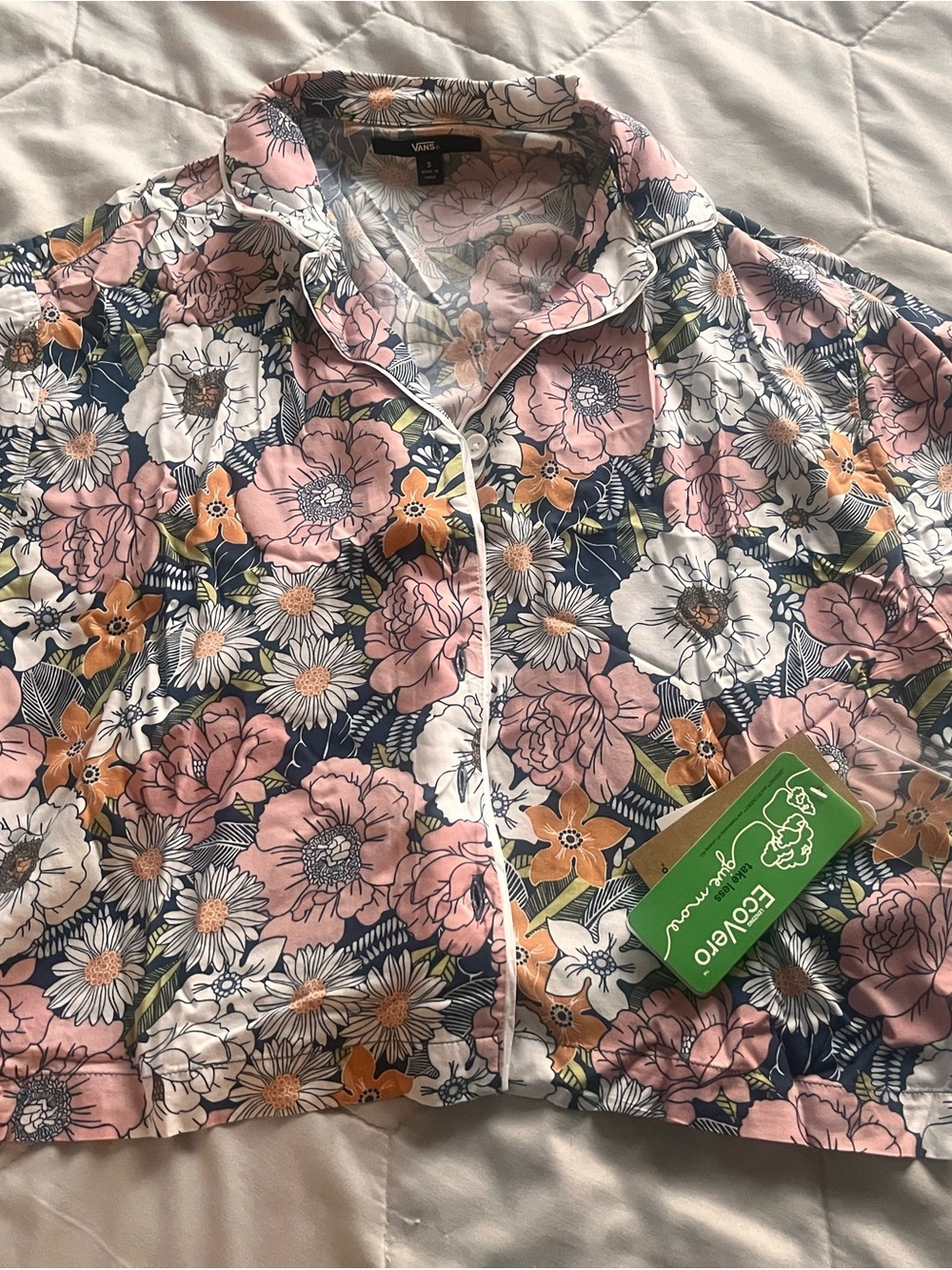 Vans cropped Button-Front Top - Pink Floral